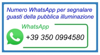 Numero WhatsApp per segnalare guasti pubblica illuminazione